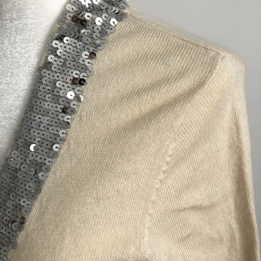 Vintage Silk Wool blend sequin embellished cardigan - Picture 5 of 7
